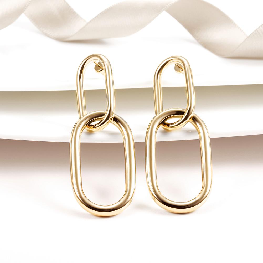 14K Double Dangle Chain Link Earrings