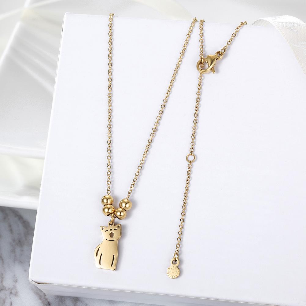 14K Gold Dainty Cat Charm Pet Necklace