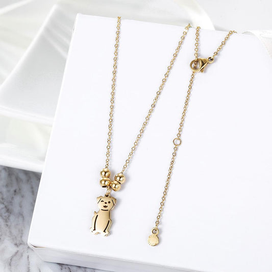 14k Dainty Dog Charm Pet Necklace