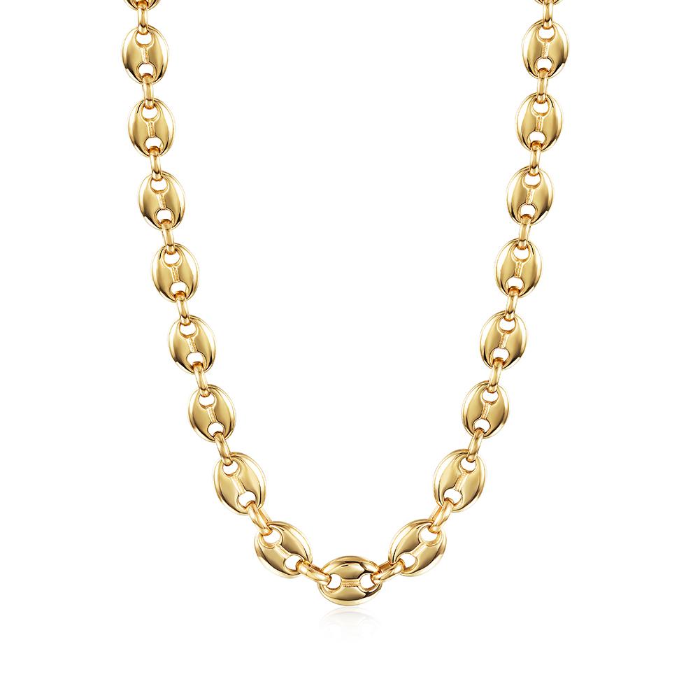 14k Gold Bean Chain Link Necklace