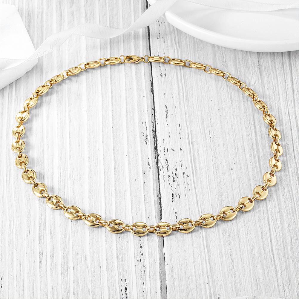 14k Gold Bean Chain Link Necklace