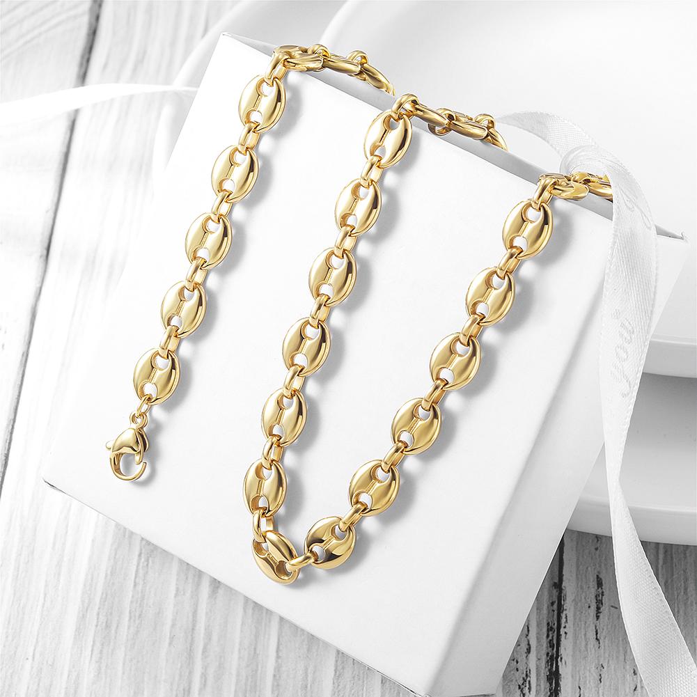 14k Gold Bean Chain Link Necklace