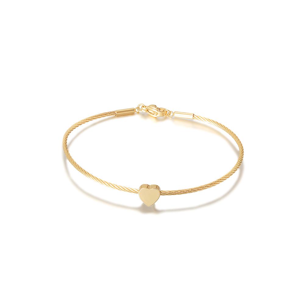 14k Gold Cable Heart Bangle