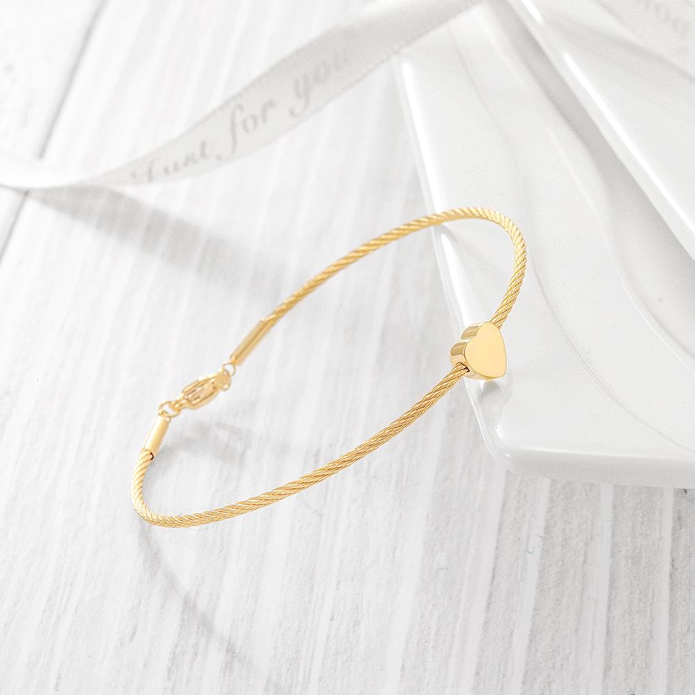 14k Gold Cable Heart Bangle