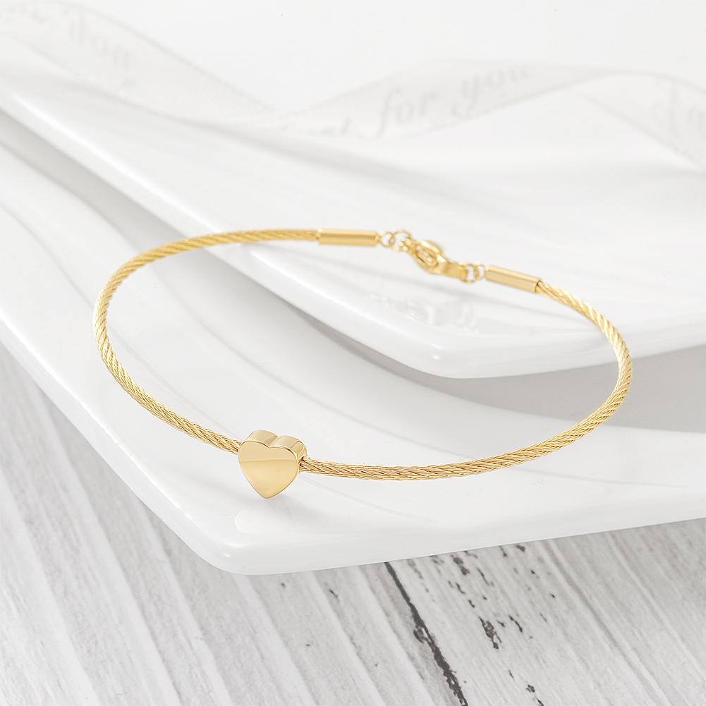 14k Gold Cable Heart Bangle