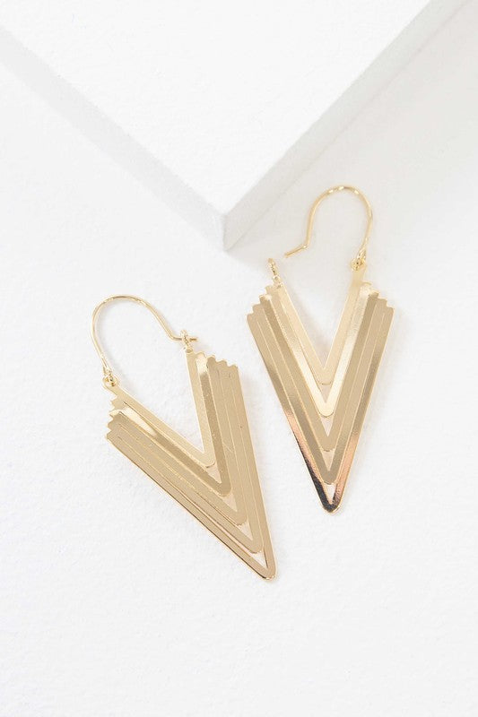 14k Gold Goddess V Hook Drop Earrings