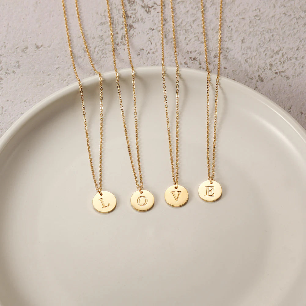 14k Gold Initial Charm Pendant Necklace