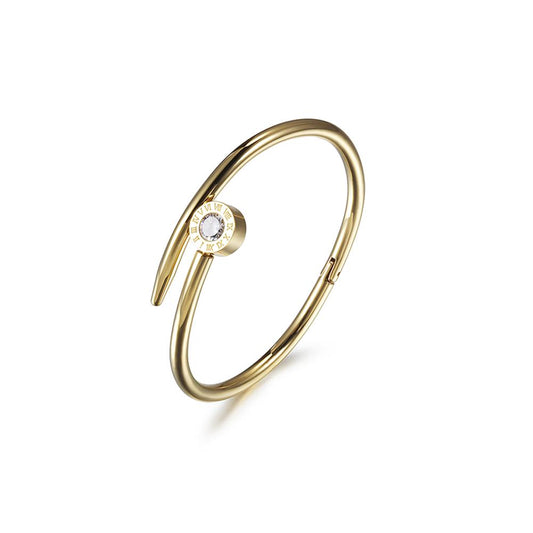 14k Gold Nail Bangle with Center Stud