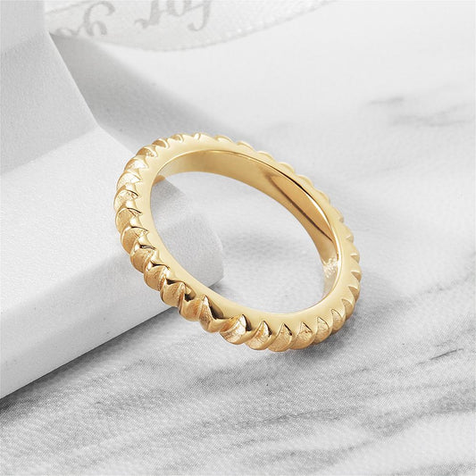 14k Gold V Cut Stacking Ring