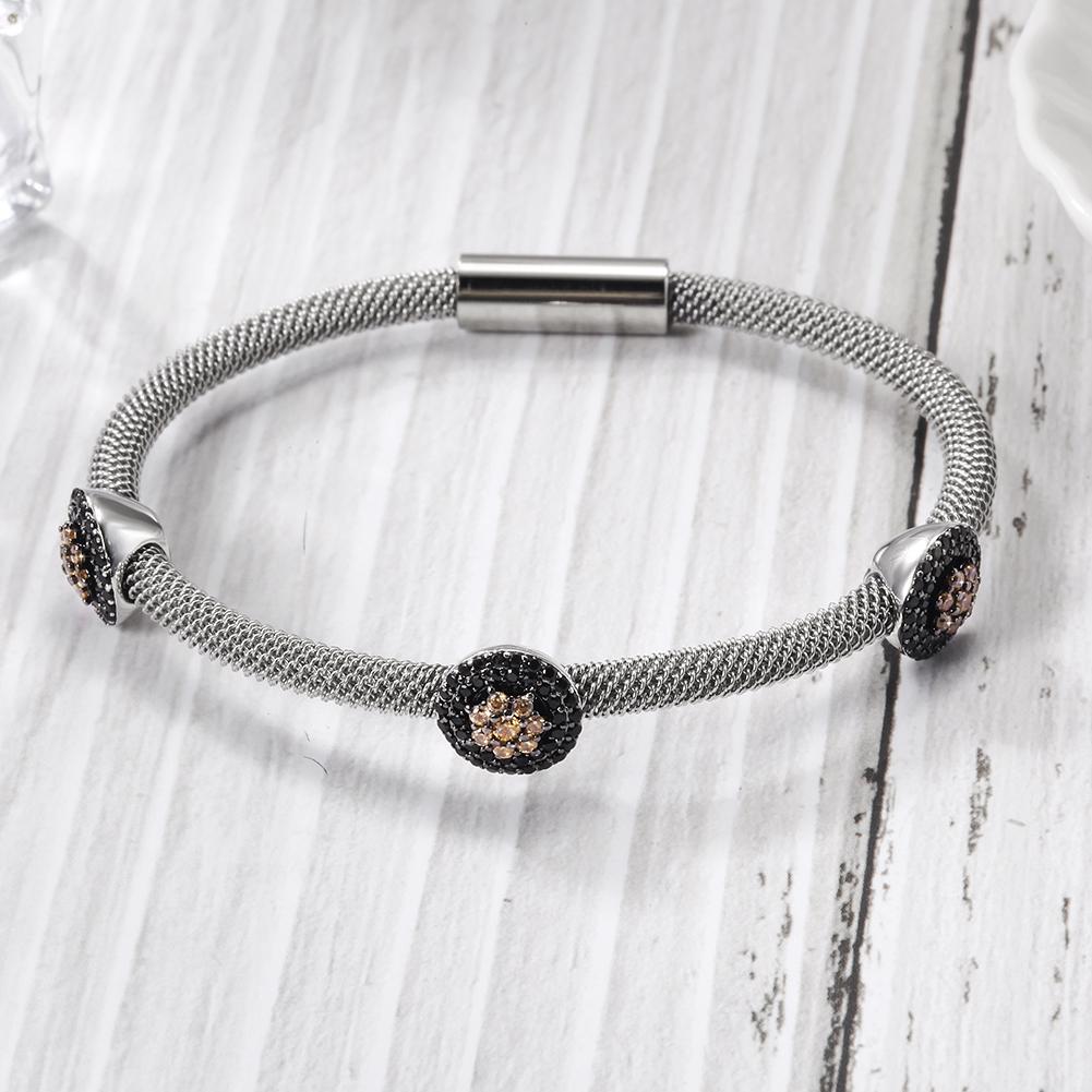 14k Stainless Cable Flower Charm Bracelet