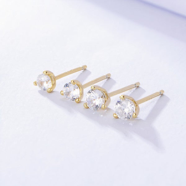 18K Gold Round Stud Amalia Earrings