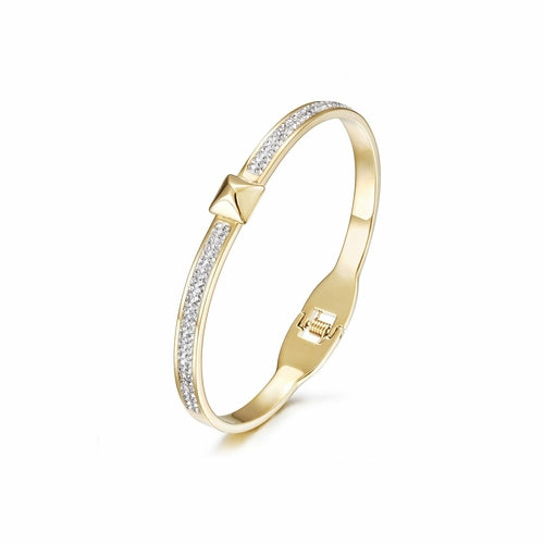 18k Gold Square CZ Belt Buckle Bangle