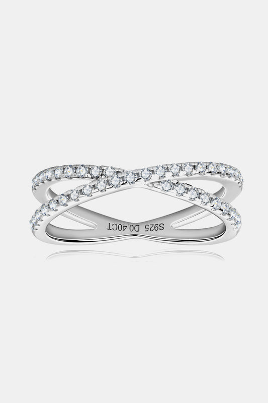 Moissanite 925 Sterling Silver Round Crisscross Ring