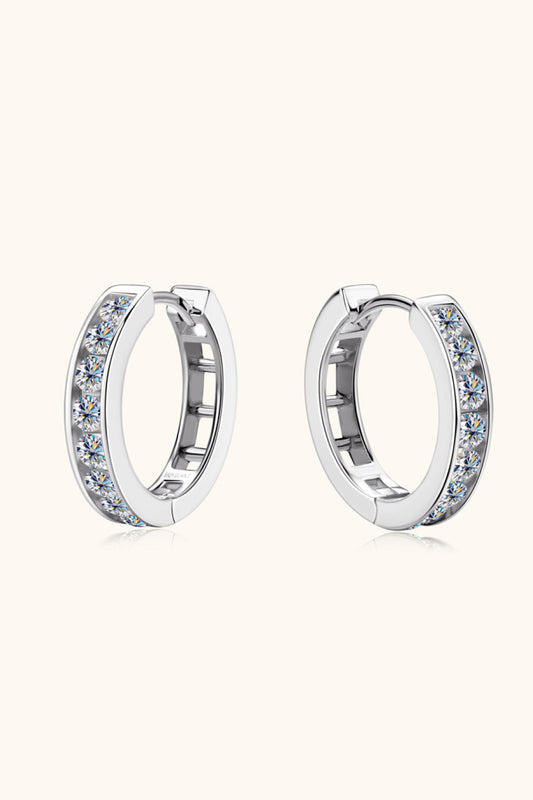 Moissanite 925 Sterling Silver Round Huggie Earrings