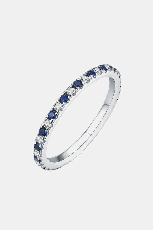 Moissanite Lab-Grown Eternity Round Sapphire Rings