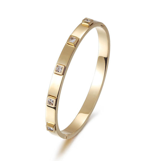 Princess Cut Stone Hinged Stacking Bangle